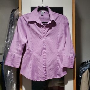 Purple stretch button down blouse
